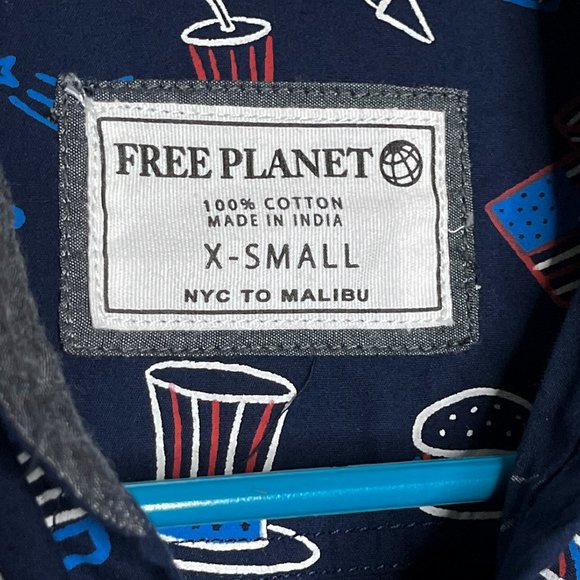 Free‎ Planet Navy Blue Button Down Fourth Of July Vibe Size XS - Picture 8 of 10